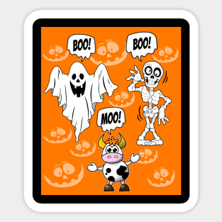 Boo Boo Moo. Spooky Halloween joke Sticker